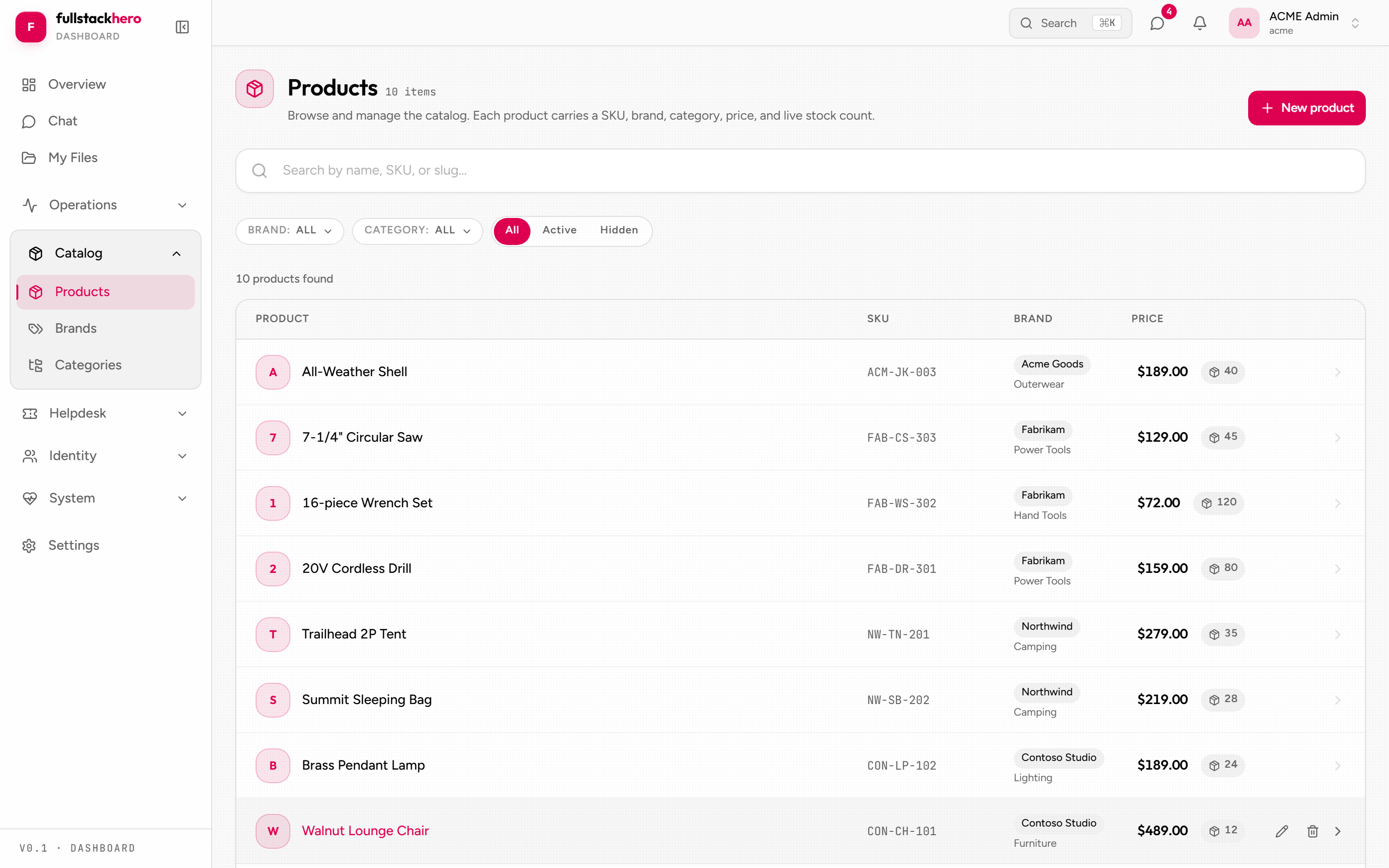 Catalog search results page